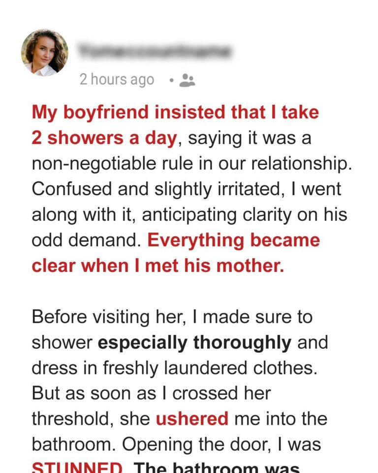 My Boyfriend Insisted That I Take 2 Showers a Day – His Odd Request Became Clear When I Met His Mother