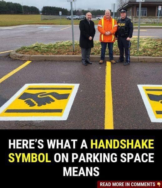 Here’s what a handshake symbol on a parking space means